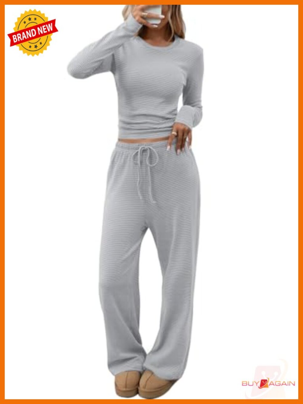 Women's Lounge Set Striped Long Sleeve Top Wide Leg Pants 2 Piece PJs